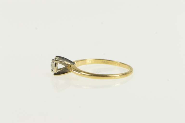 14K Yellow Gold 1950's 0.16 Ct Diamond Solitaire Engagement Ring