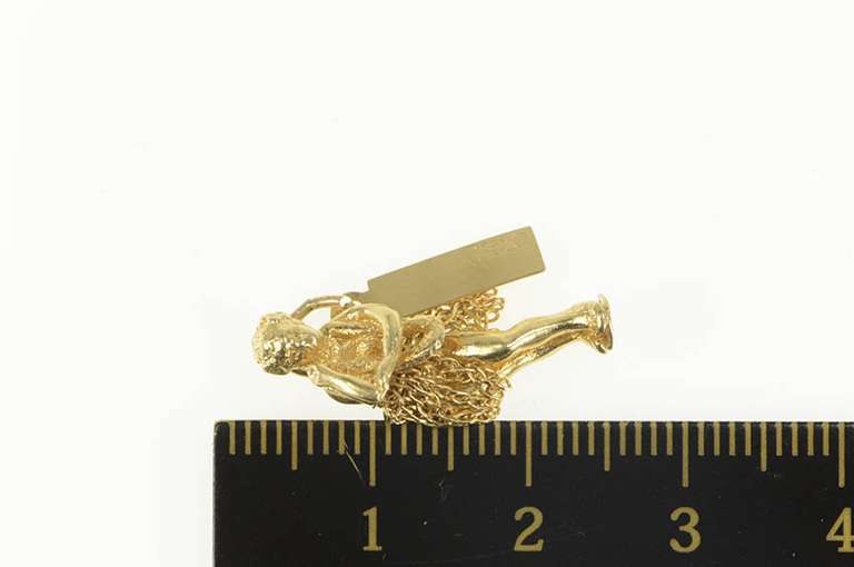 14K Yellow Gold 3D Articulated Hula Dancer Skirt Hawaii Charm/Pendant