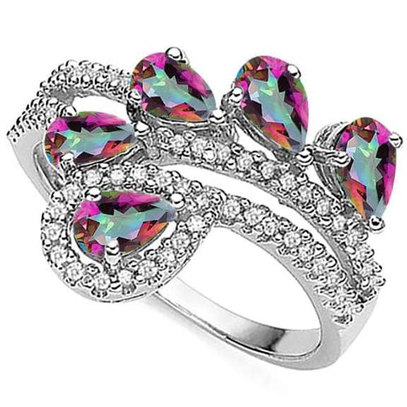 2/3 CT MYSTIC GEMSTONE SILVER RING