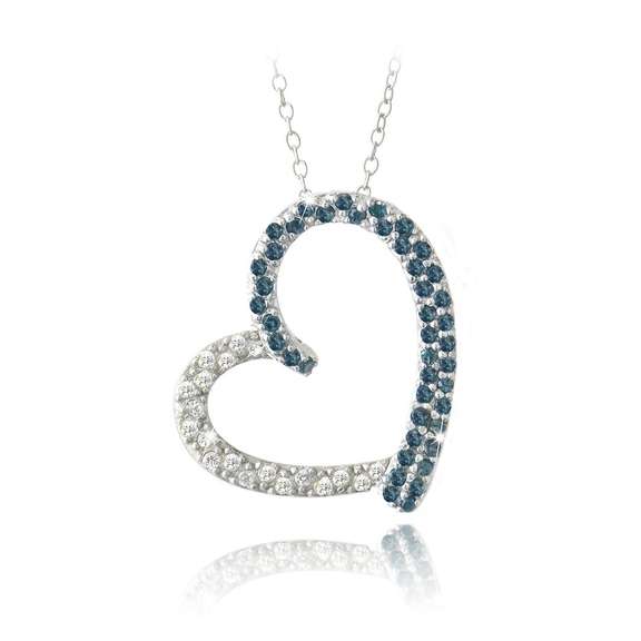 Blue Diamond & White Topaz Necklace