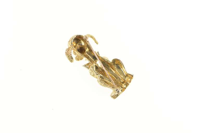 18K Yellow Gold 1960's Diamond Bow Tie Dog Pooch Pet Pin/Brooch