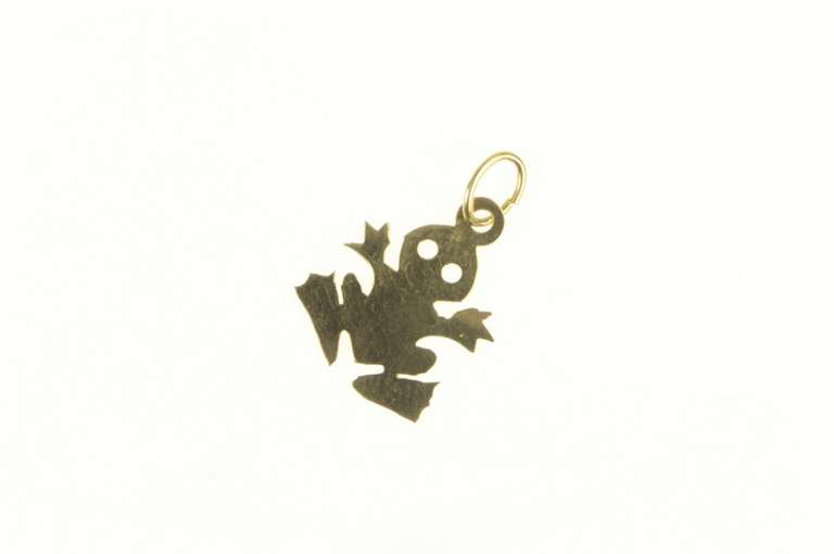 14K Yellow Gold Stylized Frog Cut Out Toad Animal Charm/Pendant