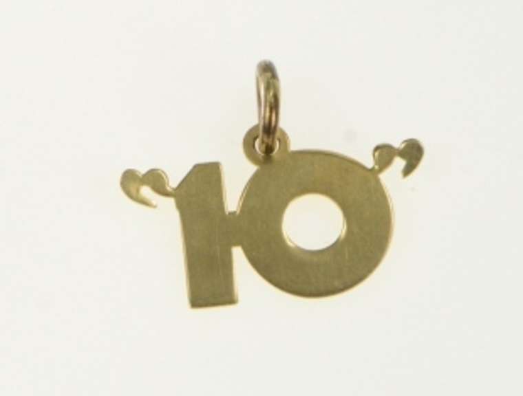 14K Yellow Gold 10 Number Ten Good Luck Perfect Score Charm/Pendant