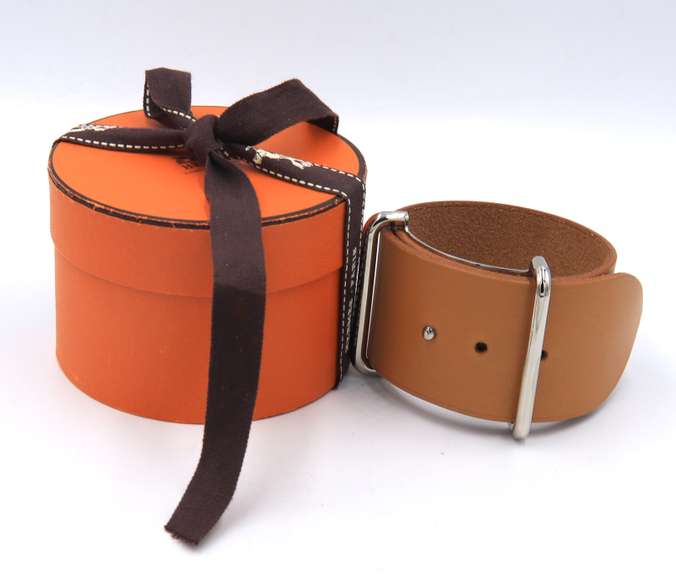Hermes Designed Wide Leather Cuff Bracelet