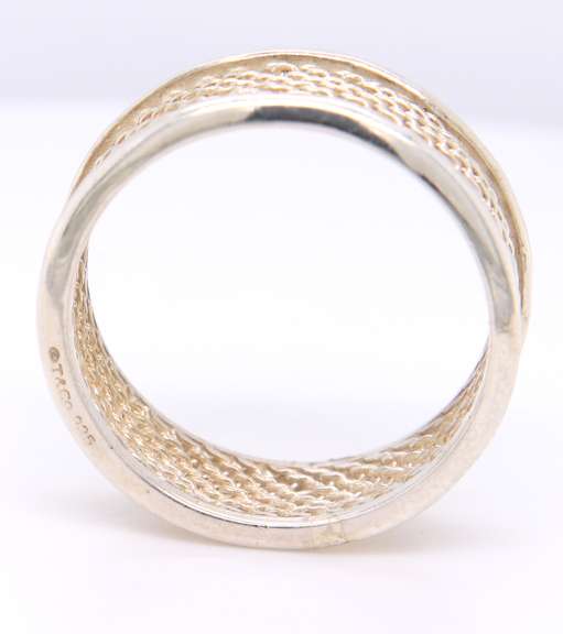 925 Sterling Silver Tiffany & Co Mesh Wide Band