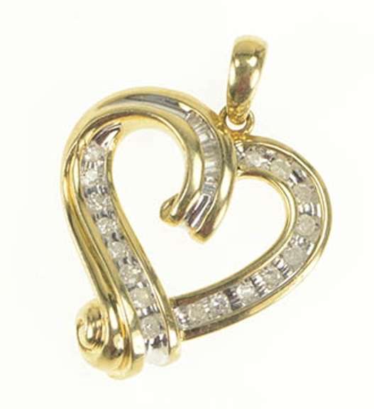 10K Yellow Gold Wavy Curvy Heart Love Symbol Pendant