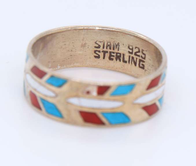 Vintage 925 Sterling Silver Turquoise Band