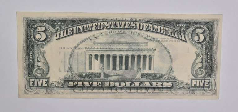 1977 $5 Boston, MA United States FRN Green Seal OFFSET REV ERROR