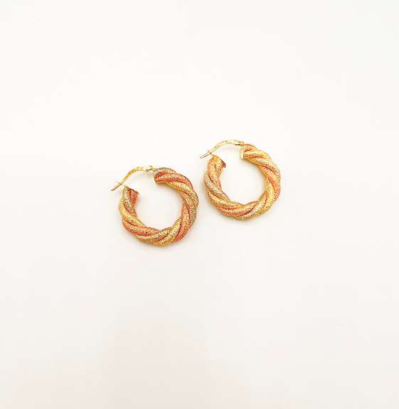 18kt Solid Gold Twist Hoop Earrings