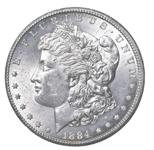 1884-CC Morgan Silver Dollar Misaligned Die ERROR