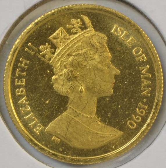 Prooflike 1990 Isle of Man Gold Crown Cat 1/10th oz pure