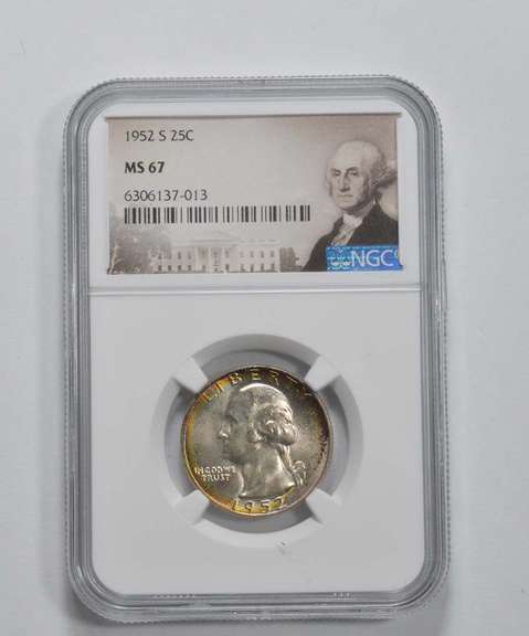 MS67 1952-S Washington Quarter - Graded NGC
