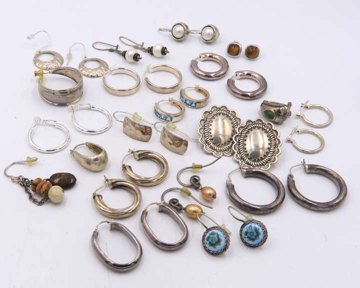 Group Lot of Vintage 925 Sterling Silver Earrings
