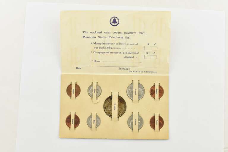1967 Mountain States Telephone Company Overpaid Return Card 9 Coin Set