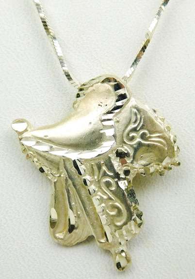 Glistening Sterling Saddle Pendant & Chain