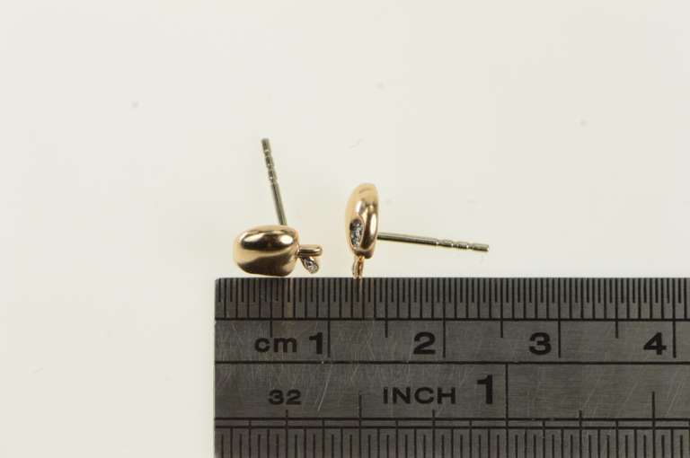 14K Rose Gold Diamond Inset Apple Classic Vintage Stud Earrings