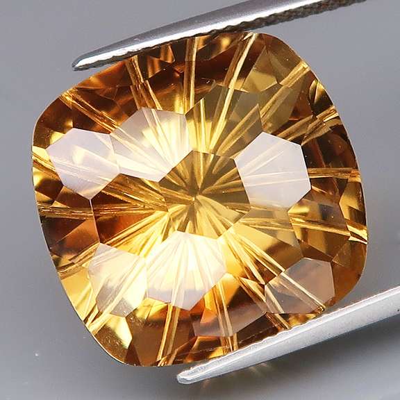 Honeycomb 16.77ct concave burnished gold Citrine