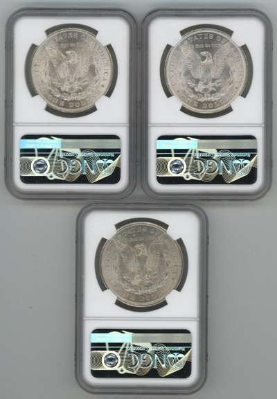 3 NGC MS63 Choice BU Morgan Silver Dollars: 1898-O, 1901-O, & 1904-O