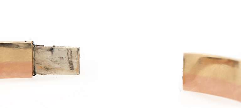 Polished Tri-Color Wave Bangle Bracelet in 14K