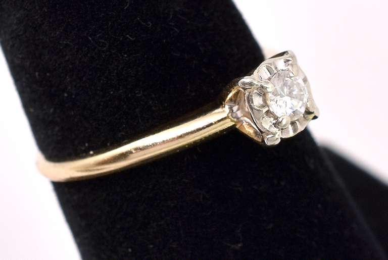 Solitaire Diamond Ring In 14K Yellow Gold
