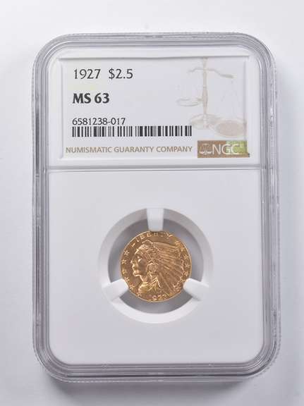 MS63 1927 $2.50 Indian Head Gold Quarter Eagle NGC