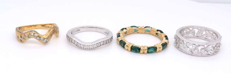 Vintage 925 Sterling Silver Group Lot of 4 Rings