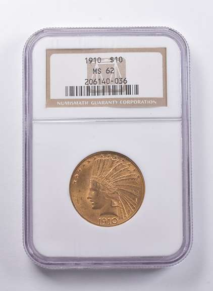 MS62 1910 $10 Indian Head Gold Eagle NGC