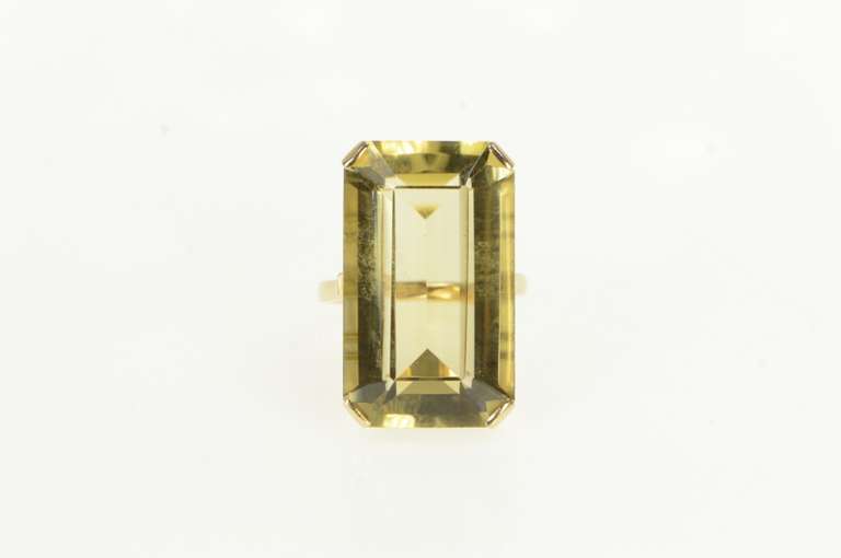 14K Yellow Gold 41.50 Ct Smoky Quartz Cocktail Statement Ring