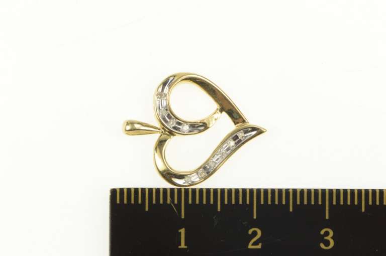 10K Yellow Gold Diamond Heart Classic Love Symbol Pendant