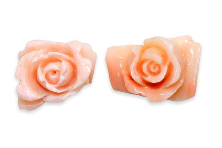 Hand-carved Natural Coral Roses - 9 grams