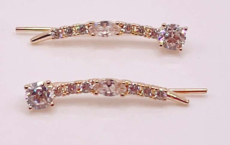 14kt Solid Yellow Gold & Diamond Earrings