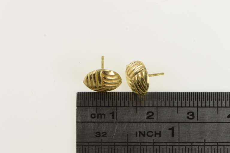 14K Yellow Gold Volleyball Sport High Relief Simple Stud Earrings