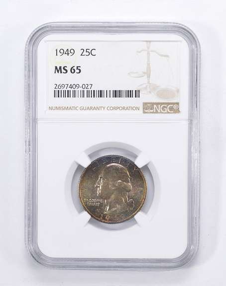 MS65 1949 Washington Quarter - Toned - Graded by NGC