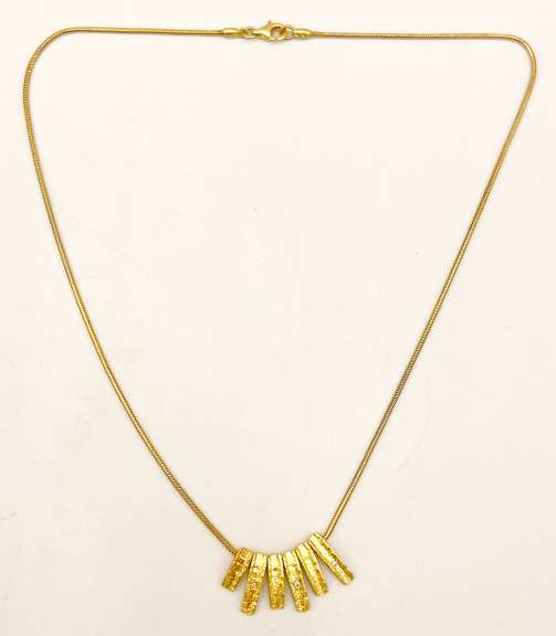 18kt Solid Yellow Gold and Diamond Fringe Pendent Necklace