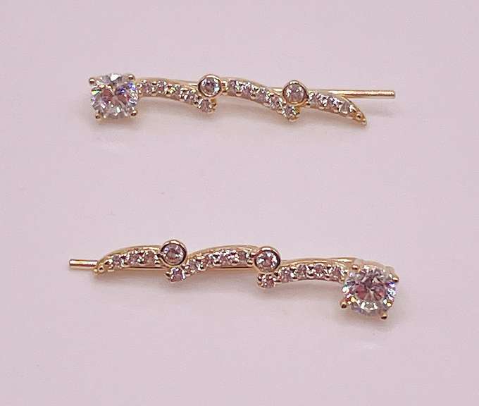 14kt Solid Yellow Gold & Diamond Earrings