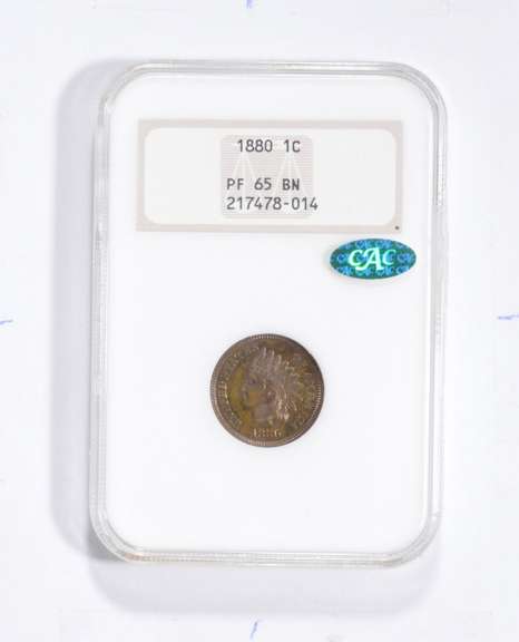 PF65 BN 1880 Indian Head Cent - CAC - Graded NGC