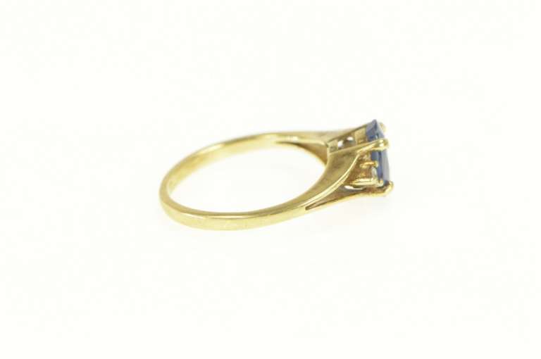 14K Yellow Gold Natural Sapphire Diamond Accent Engagement Ring