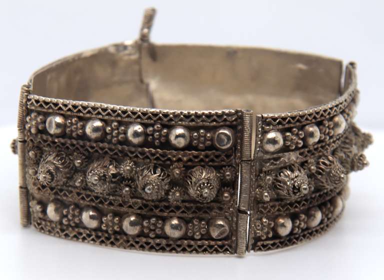 Vintage 925 Sterling Silver Filigree Wide Bracelet
