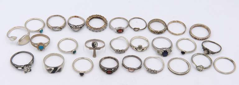 Group Lot of Vintage 925 Sterling Silver Rings