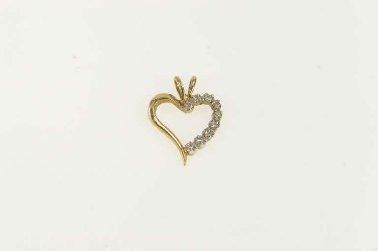 10K Yellow Gold Diamond Classic Heart Love Symbol Pendant