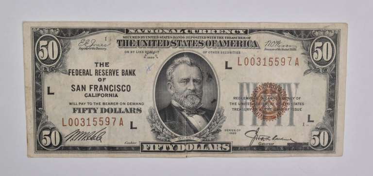 1929 $50 San Francisco, CA United States National Currency Note