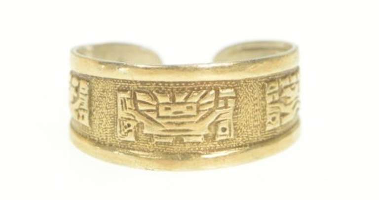 Gold Filled Peruvian Motif Tribal Pattern Band Ring