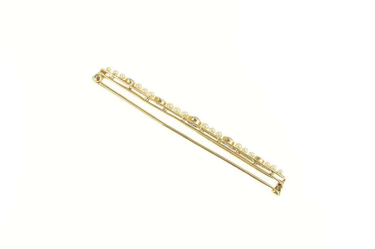 14K Yellow Gold Victorian Oval Sapphire Seed Pearl Bar Pin/Brooch