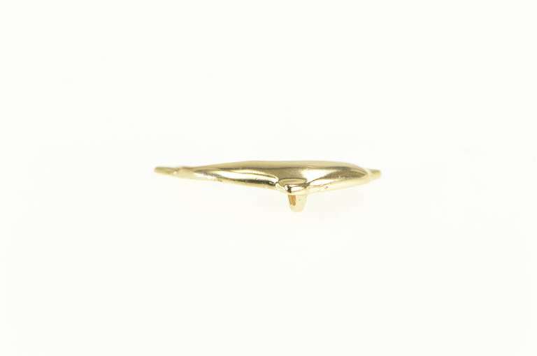 14K Yellow Gold Jumping Dolphin Ocean Animal Pendant
