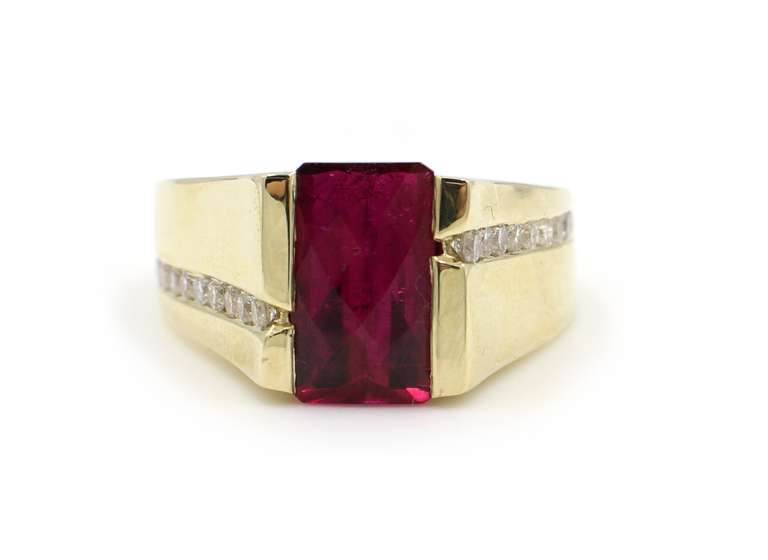 5.0cte Tourmaline and Diamond Men's Ring in 14K