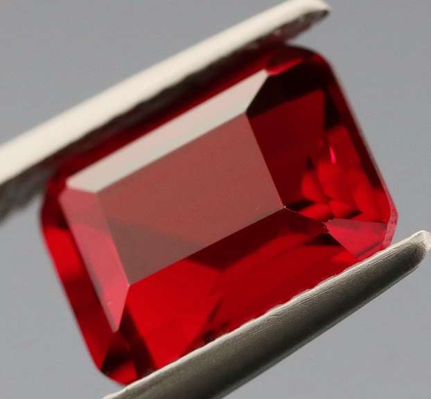 Emerald cut created 2.72ct Cherry Red Ruby
