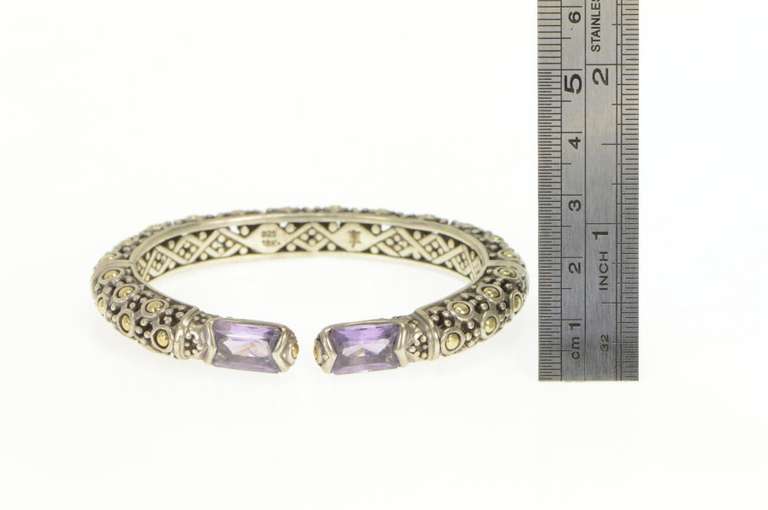 Sterling Silver John Hardy 18k Amethyst Designer Cuff Bracelet