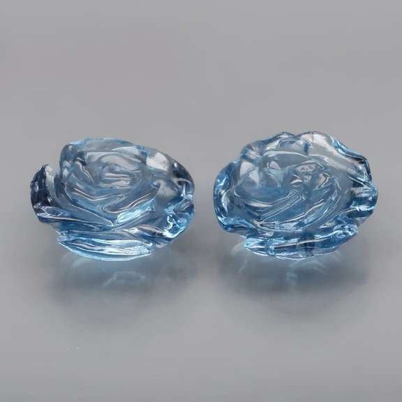 Translucent! 2.87ct London blue Topaz flower carvings