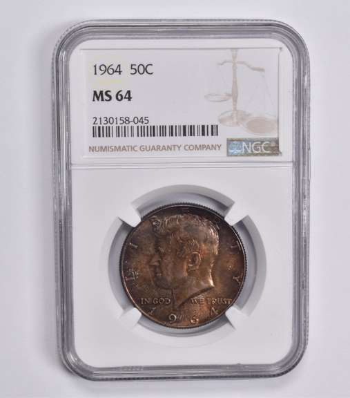 MS64 1964 Kennedy Half Dollar NGC Beautiful Tone