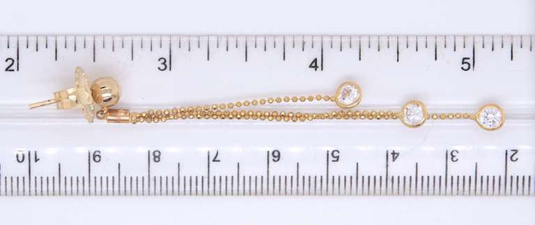 Elegant Yellow Gold Cubic Zirconia Dangle Earrings